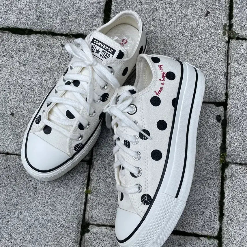 [BUNJANG] Converse Chuck Taylor Lift Platform Polka Dot Sneakers / Converse 컨버스 척테일러 리프트 플랫폼 도트 땡땡이 스니커즈