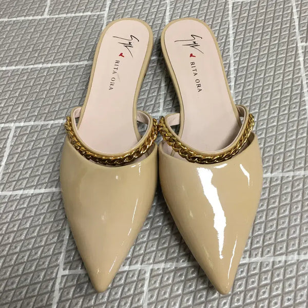 [BUNJANG] Giuseppe Zanotti Rita Ora Patent Chain Mules / 쥬세페쟈노티 리타오라 페이턴트 체인 뮬 38