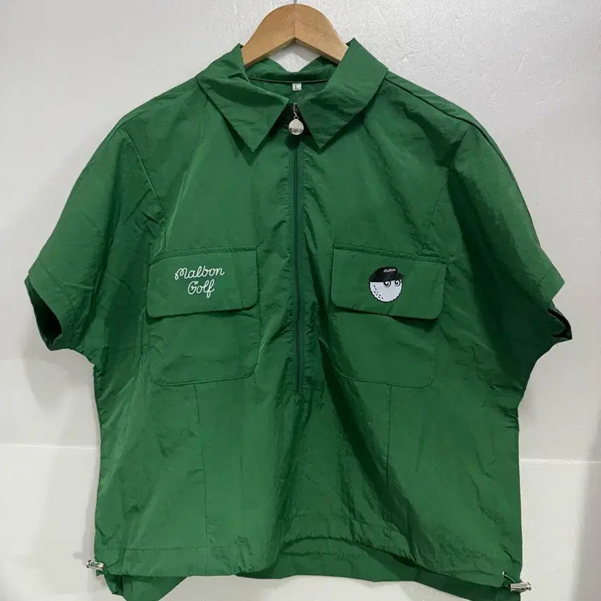 [BUNJANG] Malbon Golf Short Sleeve Collar Jacket Green / 말본 골프 카라 반팔 자켓 그린