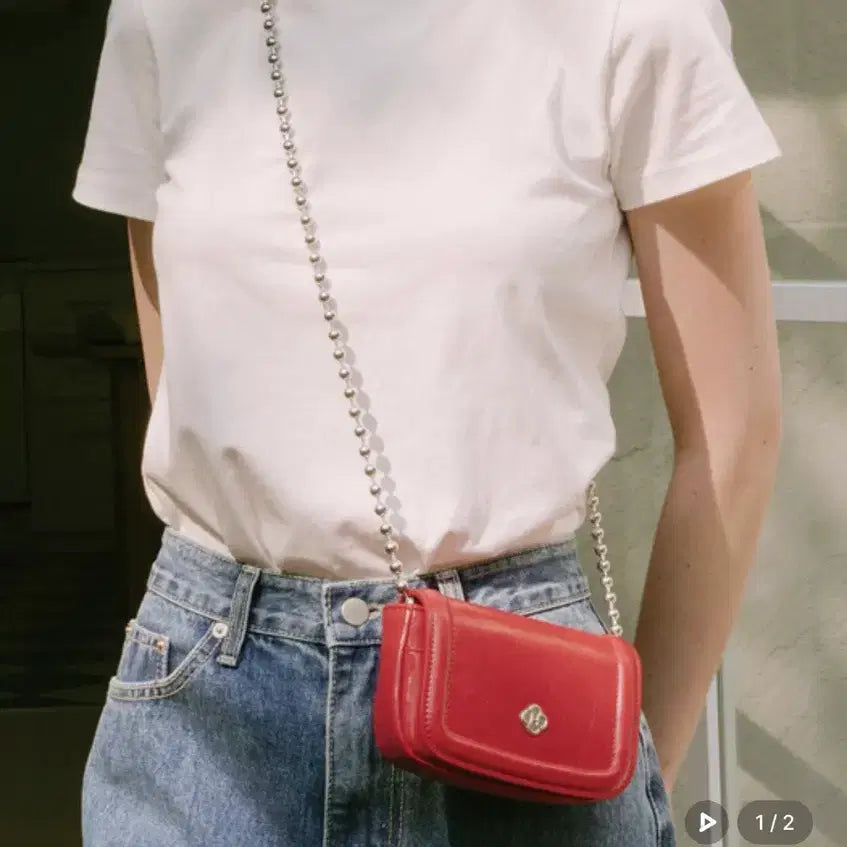 [BUNJANG] HEIRLY Poppy Chain Mini Bag Red / 히어리 포피 체인 미니백 레드
