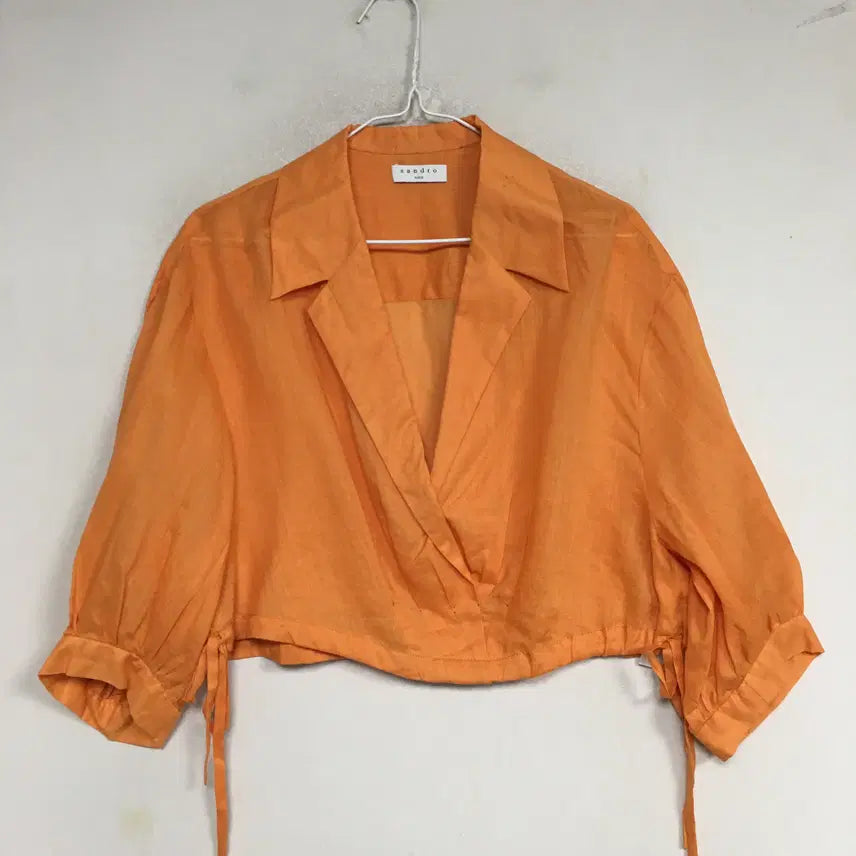 [BUNJANG] Sandro Cropped Shirt Blouse / SANDRO 산드로 크롭 셔츠 블라우스 1