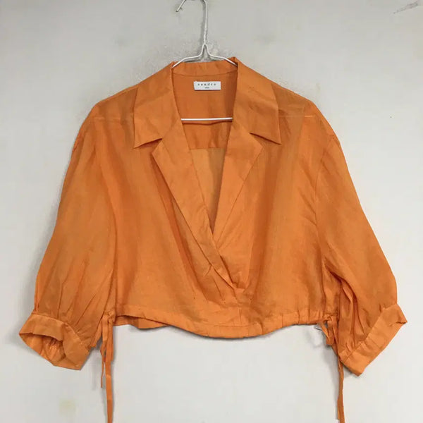 [BUNJANG] Sandro Cropped Shirt Blouse / SANDRO 산드로 크롭 셔츠 블라우스 1