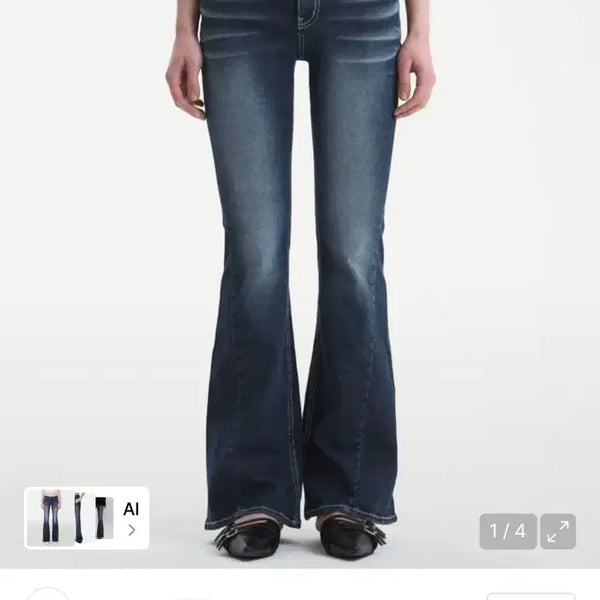 [BUNJANG] Synergy Cat Washing Bootcut Denim Deep Blue Jeans / 시너진 캣워싱 부츠컷 데님 딥블루