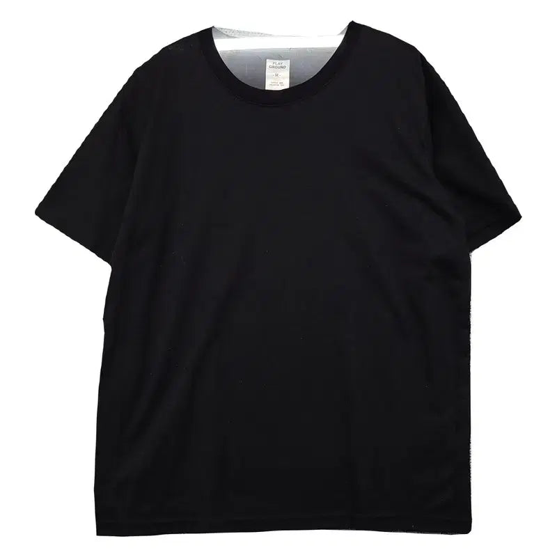 [BUNJANG] Playground Plain Black Short Sleeve T-Shirt (M) / 플레이그라운드 무지 블랙 반팔티 M