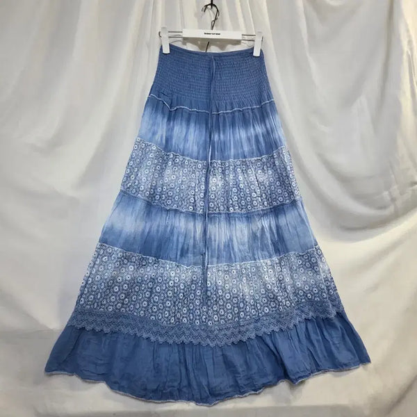 [BUNJANG] OLIVEHOTSTUFF Sky Blue Embroidered Wrap Skirt / OLIVEHOTSTUFF 하늘색 자수랩스커트  85-90