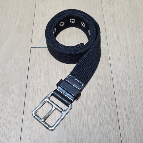 [BUNJANG] Lacoste Black Men's Canvas Woven Belt / 라코스테 블랙 남성 캔버스 우븐벨트 32