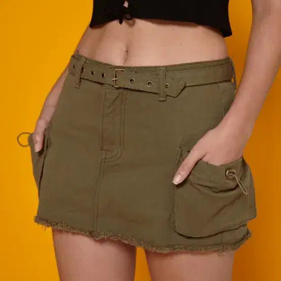 [BUNJANG] Gateless Cargo Skirt Khaki / 게틀레스 카고 스커트 카키