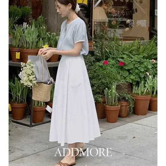 [BUNJANG] Edmore MSK365 Nisse Pintuck Full Cotton Skirt Ivory / [새상품/S] 에드모어 MSK365 니스 핀턱 훌 코튼 스커트 아이보리