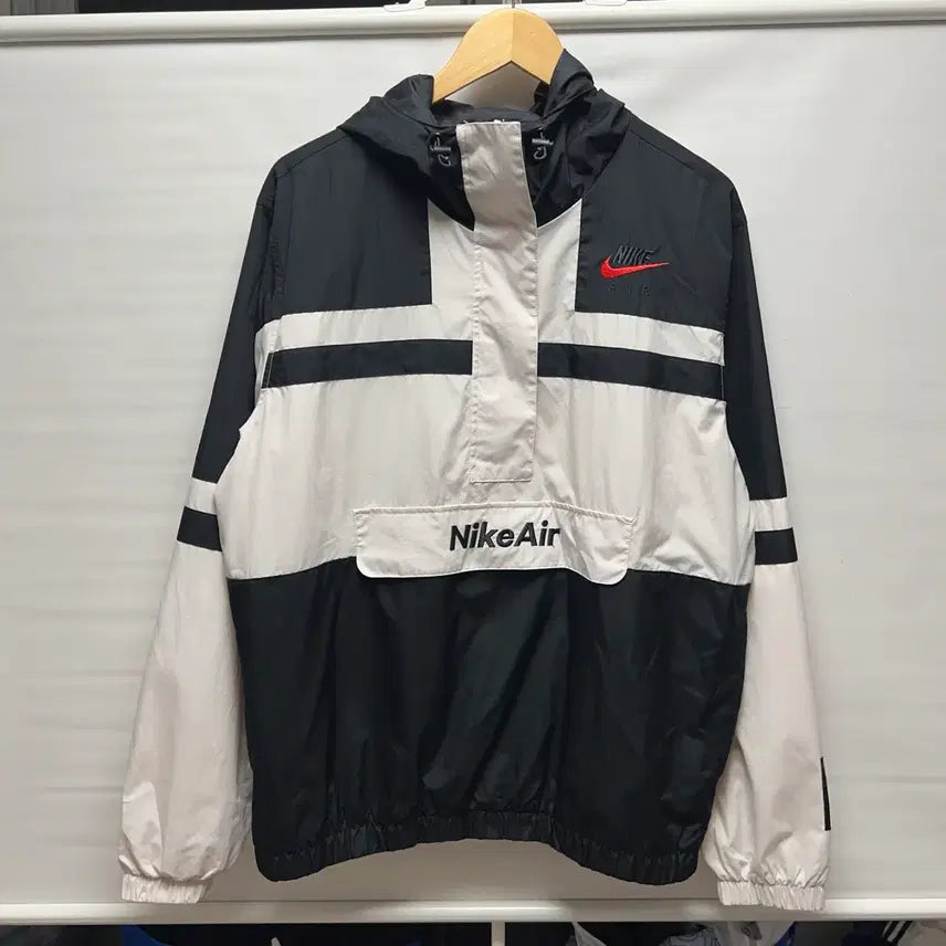 [BUNJANG] Nike Air Swoosh White Woven Anorak Jacket / [정품/L] 나이키 에어 스우시 화이트 우븐 바람막이 아노락