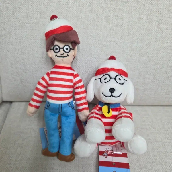 [BUNJANG] Where's Wally? Wally & Wufy Plush Keychain Set / (일괄)(새상품) 월리를 찾아라 월리 우프 인형 키링 세트