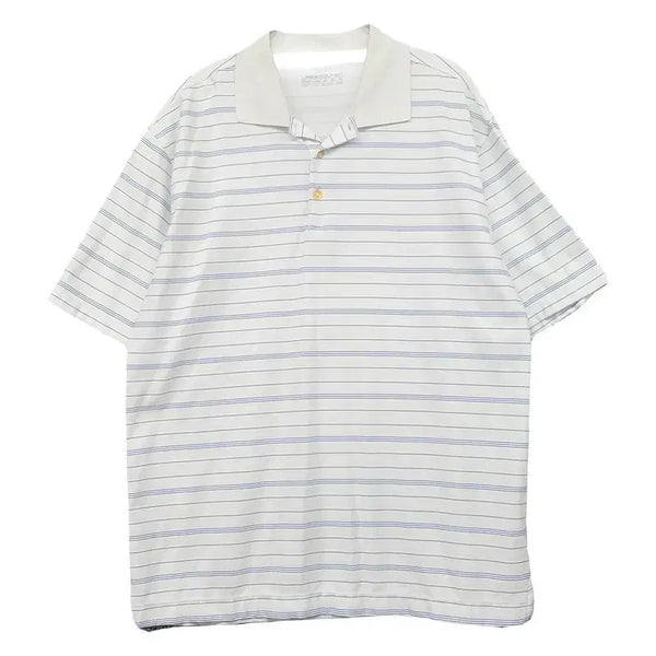 [BUNJANG] Nike Striped White Short Sleeve Polo Shirt XXL / 나이키 스트라이프 화이트 반팔 카라티 XXL