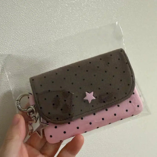[BUNJANG] Mashiland Dot Card Holder Keyring - Pink Strawberry Milk / [새상품] 마시랜드 도트 카드지갑 키링 - 핑크 딸기우유