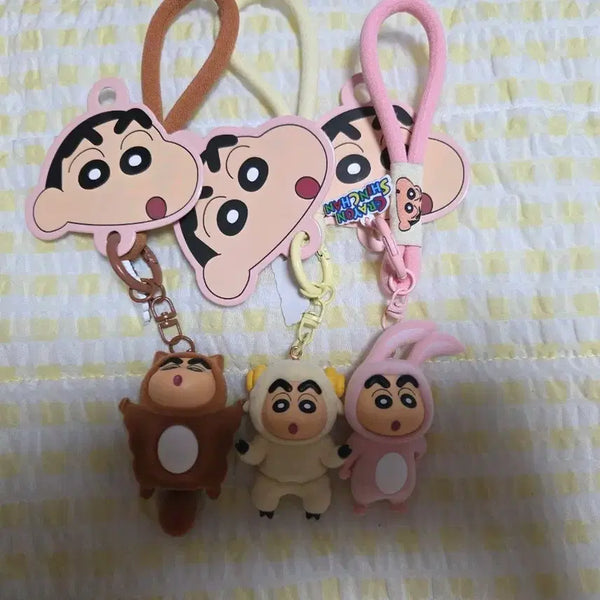[BUNJANG] Crayon Shin-chan Animal Costume Strap Keychain Set (Flying Squirrel, Sheep, Rabbit) / [새상품]짱구 동물 코스튬(날다람쥐/양/토끼) 스트랩 피규어 키링 3종