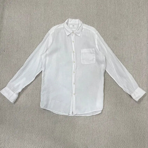 [BUNJANG] Uniqlo Linen Shirt White (L) / 유니클로 린넨 셔츠 화이트 L