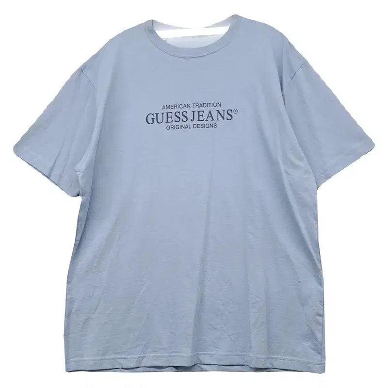 [BUNJANG] Guess Printed Light Blue Short Sleeve T-Shirt M / 게스 프린팅 라이트 블루 반팔티 M