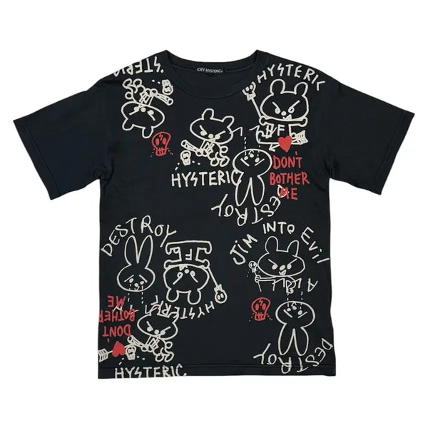 [BUNJANG] Hysteric Glamour Graffiti Short Sleeve T-Shirt / 히스테릭 글래머 귀여운 낙서 그래피티 반팔 티셔츠