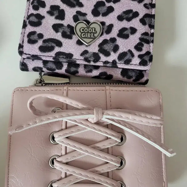 [BUNJANG] Leopard Print & Ribbon Detail Wallets Bundle Set / 리본지갑 호피지갑 일괄