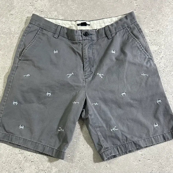 [BUNJANG] Nautica Grey Nautical Embroidery Cotton Shorts / NAUTICA 그레이 해양 자수 팬츠/725