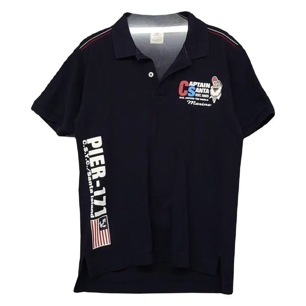 [BUNJANG] Captain Santa Black Logo Short Sleeve Polo T-Shirt / 캡틴 산타 블랙 로고 반팔 카라티 LA
