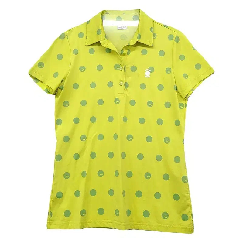 [BUNJANG] W.Angle Dot Yellow Golf Short Sleeve Polo Shirt 90 / 와이드앵글 도트 옐로우 골프 반팔 카라티 90