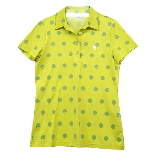 [BUNJANG] W.Angle Dot Yellow Golf Short Sleeve Polo Shirt 90 / 와이드앵글 도트 옐로우 골프 반팔 카라티 90