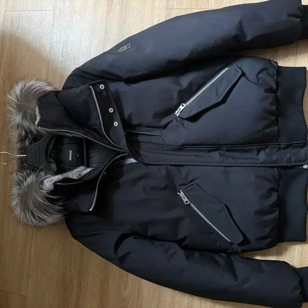 [BUNJANG] MACKAGE 2-in-1 Nordic Tech Down Bomber Jacket Black Silver Fox Fur / 멕케이지 투인원 노르딕 테크 다운 봄버 실버 폭스 퍼 블랙 실버