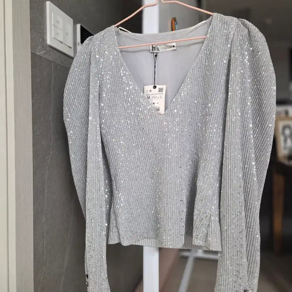 [BUNJANG] Zara Sequin Blouse (M) / 자라 시퀸 블라우스