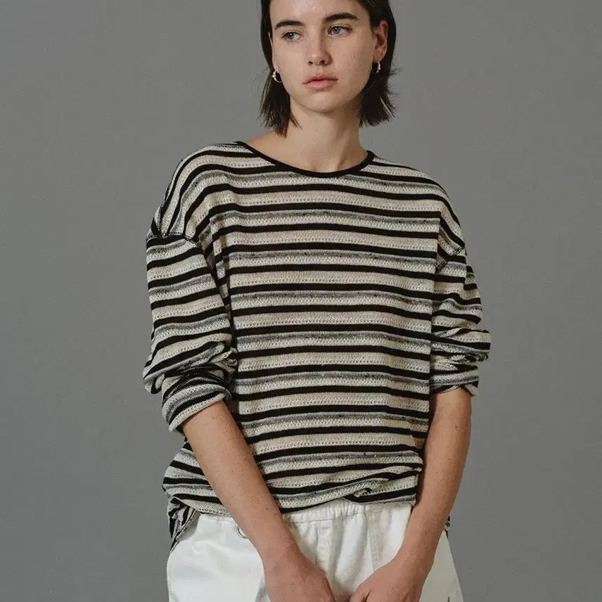 [BUNJANG] GED Stripe Long Sleeve Top Black / (새상품)GED STRIPE LONG SLEEVE TOP BLACK