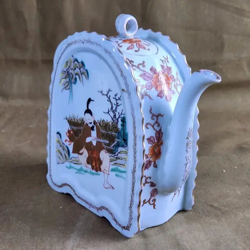 [BUNJANG] Chinese Ming Dynasty Celadon Porcelain Brush Holder with Gilded Finish / 중국도자기 명대고전문양 세필금채마감 주자