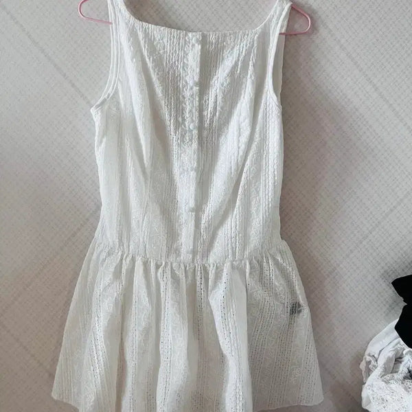 [BUNJANG] Shein Lace Sleeveless Mini Dress White / 쉬인 레이스 민소매 미니 원피스 화이트
