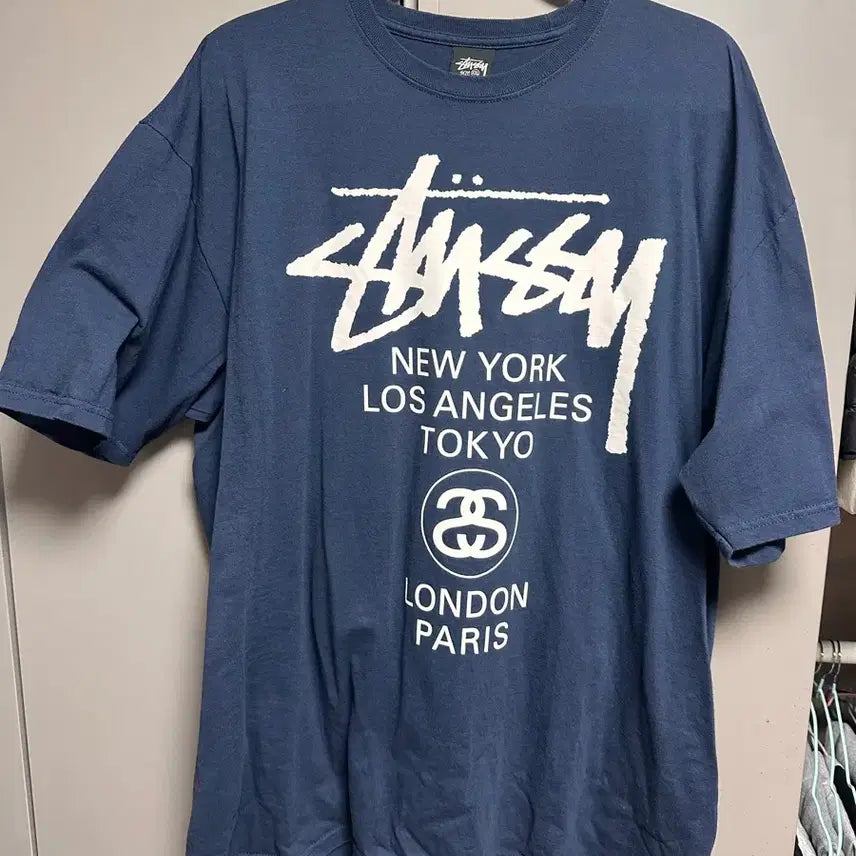 [BUNJANG] Stussy World Tour Short Sleeve T-Shirt Navy XXL / XXL)스투시 월드투어 반팔티 네이비