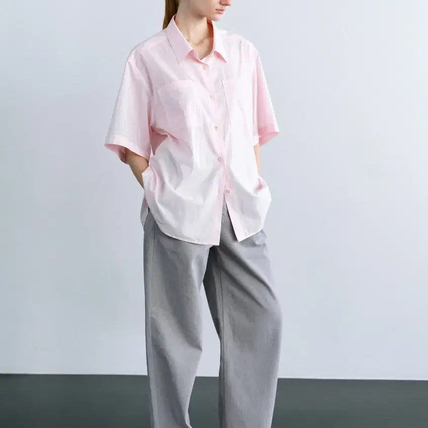 [BUNJANG] Mundal Como Half Shirt Pale Pink / 문달 Como Half Shirt in Pale Pink