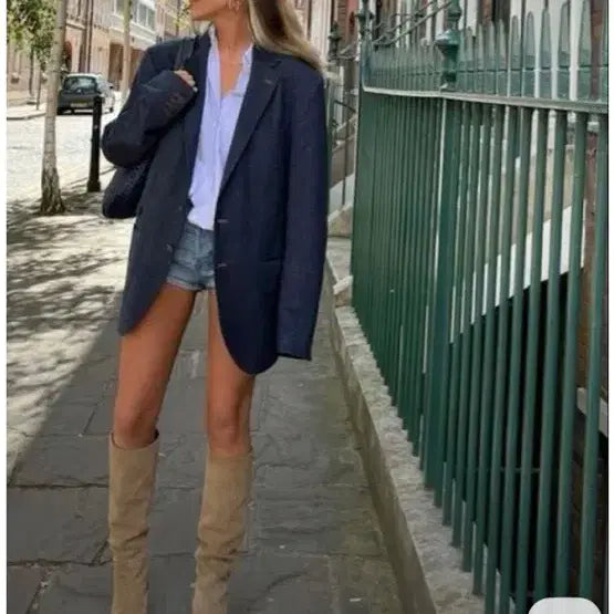 [BUNJANG] Suede Western Long Boots Beige / 스웨이드 웨스턴 롱부츠 베이지