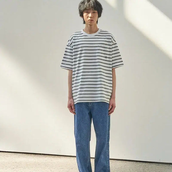 [BUNJANG] Horlisun Striped Short Sleeve T-Shirt / 홀리선(Horlisun)숏 슬리브 스트라이프 티셔츠