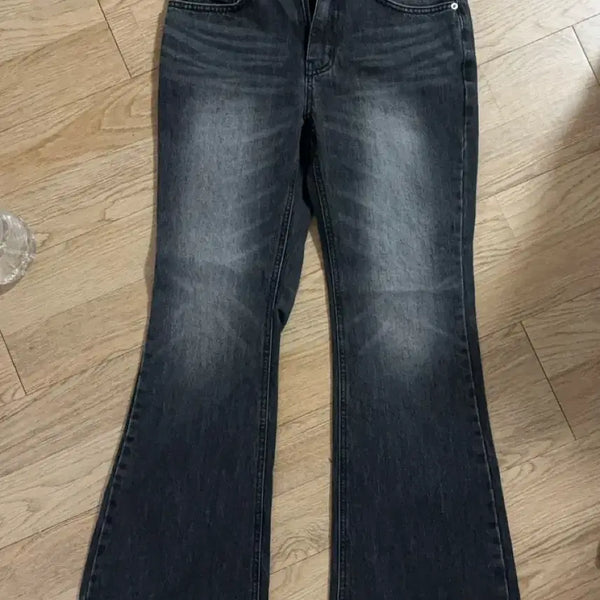 [BUNJANG] Black Wash Flare Fit Denim Pants / 흑청 플레어핏 데님