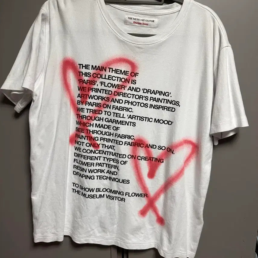 [BUNJANG] The Museum Visitor Heart Sprayed T-Shirt White L / L)더뮤지엄비지터 하트 스프레이드 티셔츠