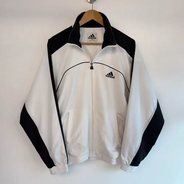 [BUNJANG] Adidas 90s Oversized Colorblock Track Jacket / 아디다스 90s 오버핏 흰검 배색 트랙 바람막이 자켓