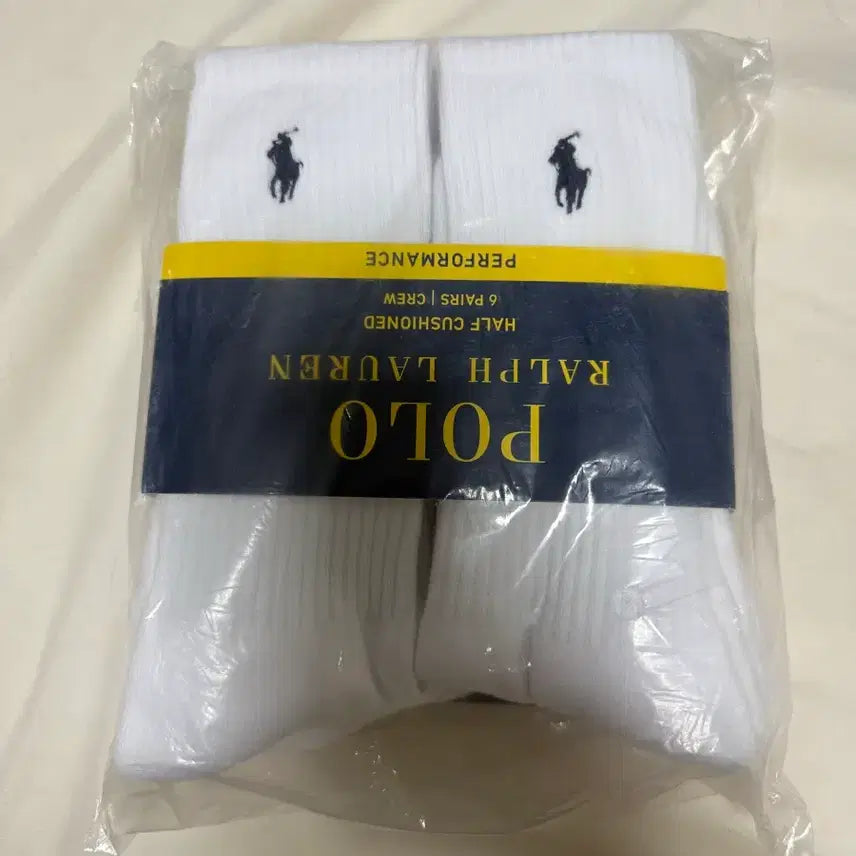 [BUNJANG] Polo Ralph Lauren Men's Half Cushion Crew Socks 6-Pack (White) / 폴로 랄프로렌 양말 하프쿠션 6팩 크루삭스 (화이트)장목