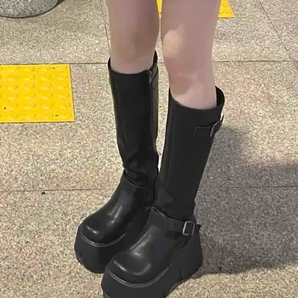 [BUNJANG] Platform Long Boots Walker / 통굽 롱부츠 워커