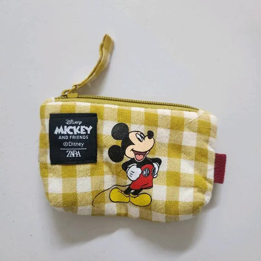 [BUNJANG] Disney Mickey Mouse Check Pouch Yellow / 디즈니 미키 마우스 체크 파우치 옐로우