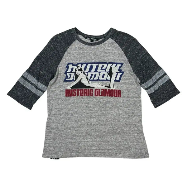 [BUNJANG] Hysteric Glamour His Girl Raglan Short Sleeve T-Shirt / 히스테릭 글래머 누워 있는 히스걸 라글란 반팔 티셔츠