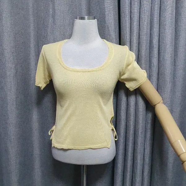 [BUNJANG] Siseul Ribbons Detail Yellow Knit / 시슬 리본디테일 옐로니트