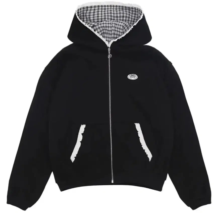 [BUNJANG] Dry Rose Ribbon Hoodie Zip-up Black / 드라이로즈 리본후드집업 블랙