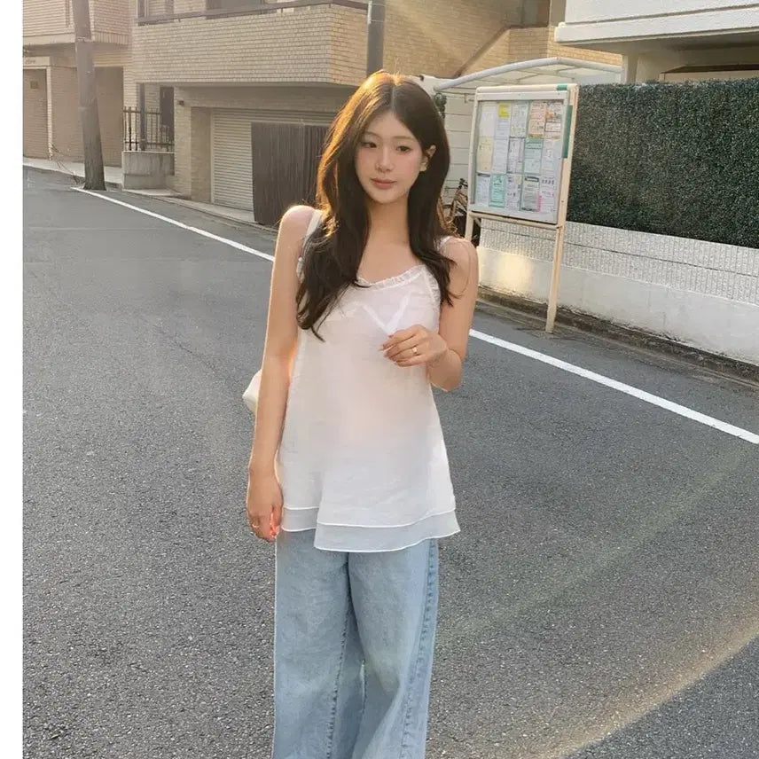 [BUNJANG] Ondemin Glitter Frill Dress White / 온드민 ondemin 글리터 프릴 원피스 화이트