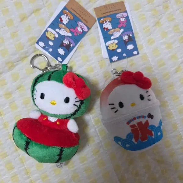 [BUNJANG] Sanrio Nuigurumi Hello Kitty Bingsu/Watermelon Charm Set / [새상품]산리오 누이 헬로키티 빙수/수박 인형 키링 2종