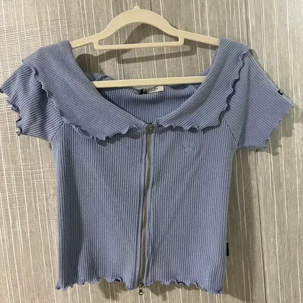 [BUNJANG] NIP Blue Off-Shoulder Top / (새상품)팬시클럽 블루 오프숄더