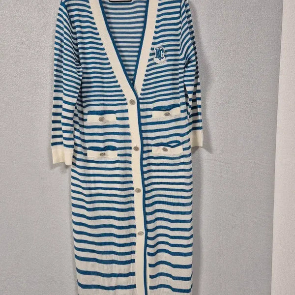 [BUNJANG] Karl Lagerfeld Striped V-Neck Knit Dress - Size 66 / 칼라거펠트 브이넥 니트원피스 66