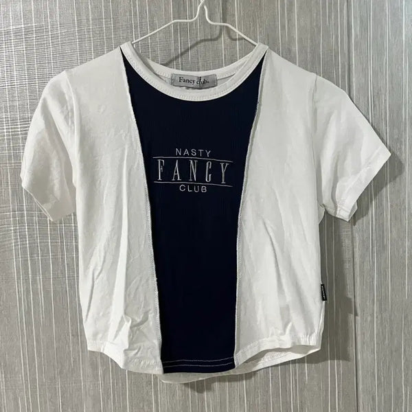 [BUNJANG] Fancy Club Color Block T-Shirt Navy White / (새상품)팬시클럽 네이비 화이트 배색 티셔츠