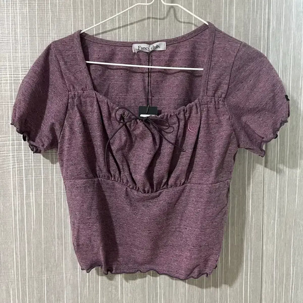 [BUNJANG] Fancy Club Purple Frill Shirring T-shirt / (새상품)팬시클럽 퍼플 프릴 셔링티