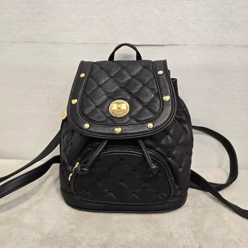 [BUNJANG] Lovecat Quilting Mini Backpack Black / 러브캣 퀼팅 미니 백팩 블랙